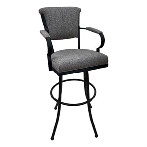 Tobias Designs Miami Extra Tall 34&quot Fabric Metal Bar Stools in Gray/Black