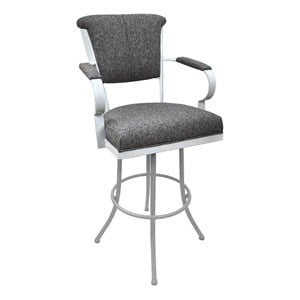 Tobias Designs Miami Extra Tall 34&quot Fabric & Metal Bar Stools in Gray/White