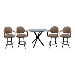 Crackle Glass Metal Pub Set - 30&quot Swivel Bar Stools M-70 - Basin Beige - Black