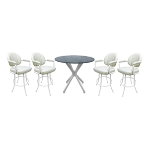 Crackle Glass Metal Pub Set 26&quot Swivel Counter Stools M-70 Ocean Beige - White