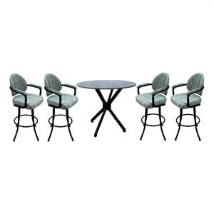 Crackle Glass Metal Pub Set 30&quot Swivel Bar Stools M-70 - Watusi Aqua - Black