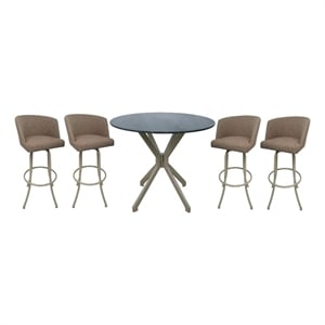 Crackle Glass Metal Pub Set 26&quot Swivel Counter Stools Joey Basin Beige - Beige