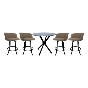 Crackle Glass Metal Pub Set 26&quot Swivel Counter Stools Joey Basin Beige - Black