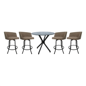 Crackle Glass Metal Pub Set 26&quot Swivel Counter Stools Joey Basin Beige - Grey