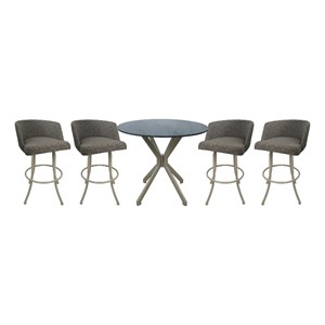 Crackle Glass Metal Pub Set 26&quot Swivel Counter Stools Joey Mojave Grey - Beige