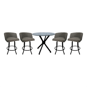 Crackle Glass Metal Pub Set 26&quot Swivel Counter Stools Joey Mojave Grey - Black