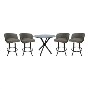 Crackle Glass Metal Pub Set 26&quot Swivel Counter Stools Joey Mojave Grey - Grey