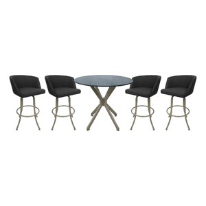 Crackle Glass Metal Pub Set 26&quot Swivel Counter Stools Joey Moonstone - Beige