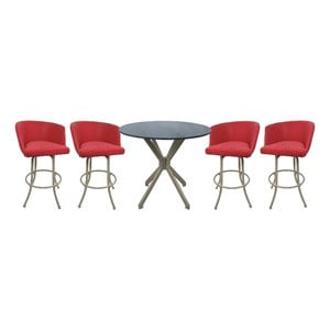 Crackle Glass Metal Pub Set 26&quot Swivel Counter Stools Joey Ruby - Beige