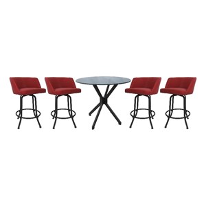 Crackle Glass Metal Pub Set 26&quot Swivel Counter Stools Joey Ruby - Grey