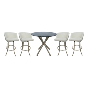 Crackle Glass Metal Pub Set 26&quot Swivel Counter Stools Joey Snow White - Beige