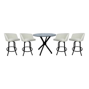 Crackle Glass Metal Pub Set 26&quot Swivel Counter Stools Joey Snow White - Black