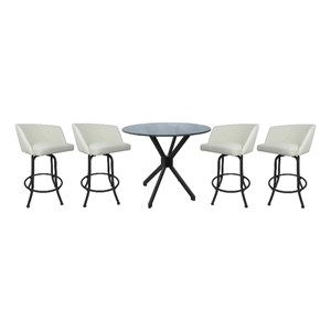 Crackle Glass Metal Pub Set 26&quot Swivel Counter Stools Joey Snow White - Grey