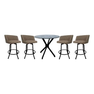 Crackle Glass Metal Pub Set 30&quot Swivel Bar Stools Joey Basin Beige - Black