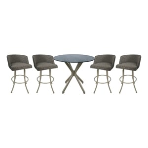 Crackle Glass Metal Pub Set 30&quot Swivel Bar Stools Joey Mojave Grey - Beige