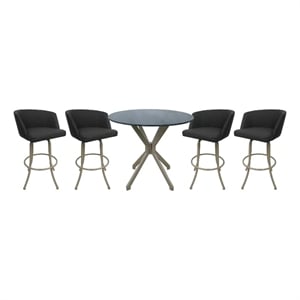 Crackle Glass Metal Pub Set 30&quot Swivel Bar Stools Joey Moonstone - Beige
