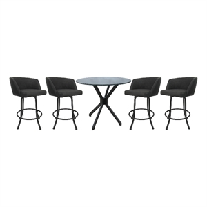 Crackle Glass Metal Pub Set 30&quot Swivel Bar Stools Joey Moonstone - Grey