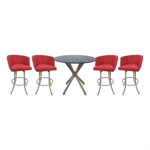 Crackle Glass Metal Pub Set 30&quot Swivel Bar Stools Joey Ruby - Beige