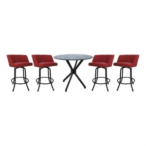 Crackle Glass Metal Pub Set 30&quot Swivel Bar Stools Joey Ruby - Grey
