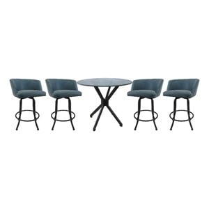 Crackle Glass Metal Pub Set 30&quot Swivel Bar Stools Joey Topaz - Grey