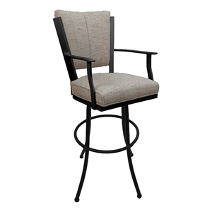 Tobias Designs Montana 34&quot Fabric & Metal Bar Stool in Driftwood Beige/Black