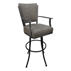 Tobias Designs Montana 34&quot Fabric & Metal Bar Stool in Plumley Cocoa Brown/Gray