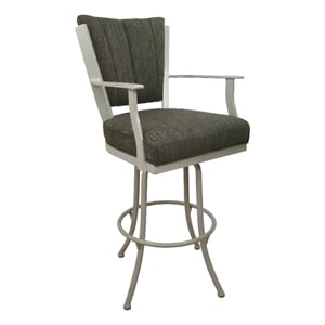 Tobias Designs Montana 34&quot Fabric & Metal Bar Stool in Sanora Brown/Beige