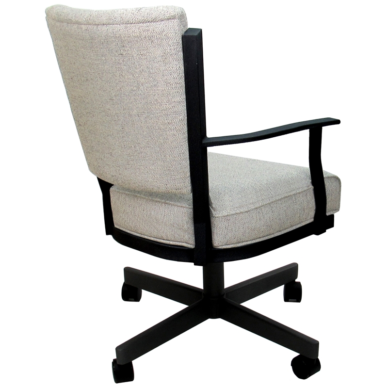 Montana Swivel Metal Dining Caster Chair - Hemsath Slate Gray Fabric-Black Frame