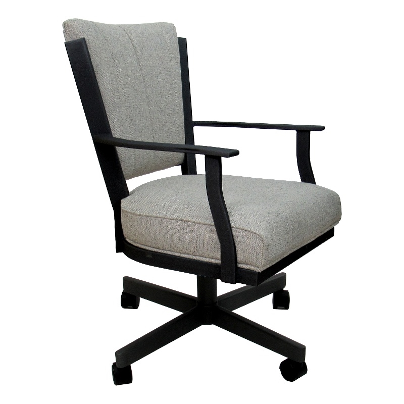 Montana Swivel Metal Dining Caster Chair - Hemsath Slate Gray Fabric-Black Frame