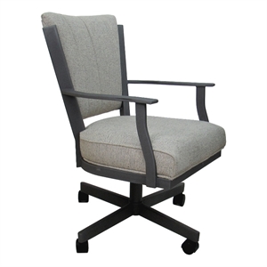 Montana Swivel Metal Dining Caster Chair - Hemsath Slate Gray Fabric- Gray Frame