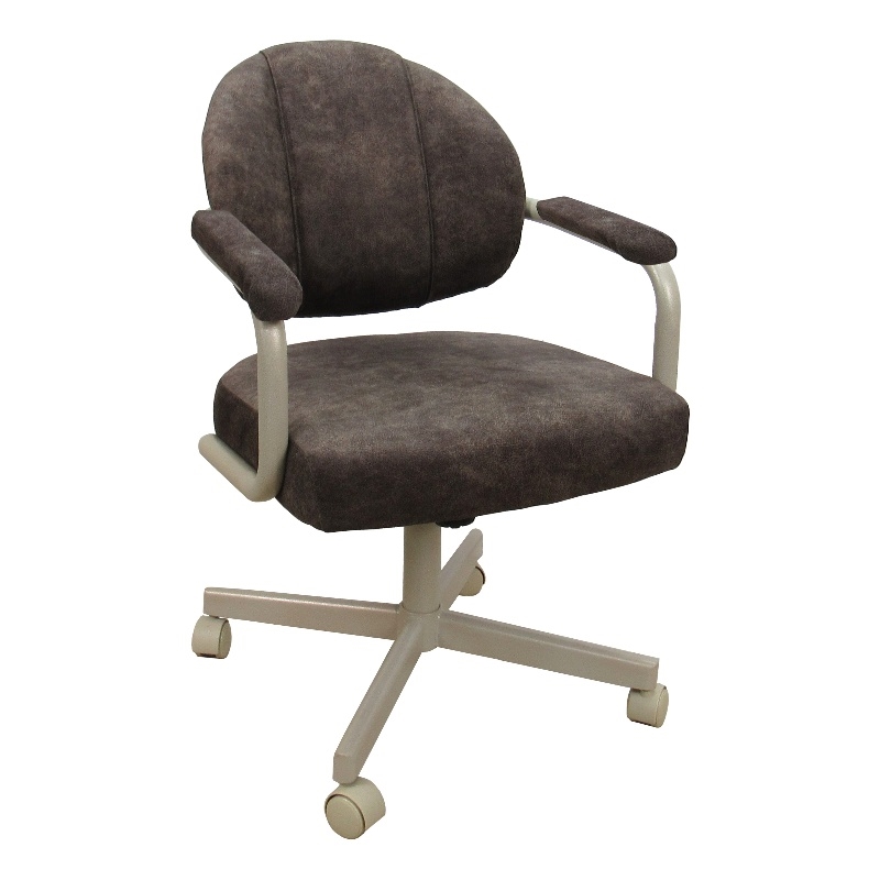 M-70 Swivel Metal Dining Caster Chair - Outlier Ash Brown Fabric - Beige Frame