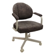 M-70 Swivel Metal Dining Caster Chair - Outlier Ash Brown Fabric - Beige Frame