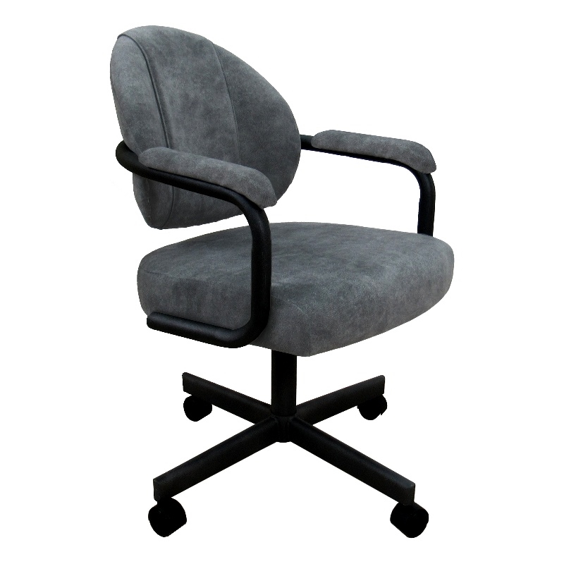 M-70 Swivel Metal Dining Caster Chair - Outlier Charcoal Gray Fabric-Black Frame