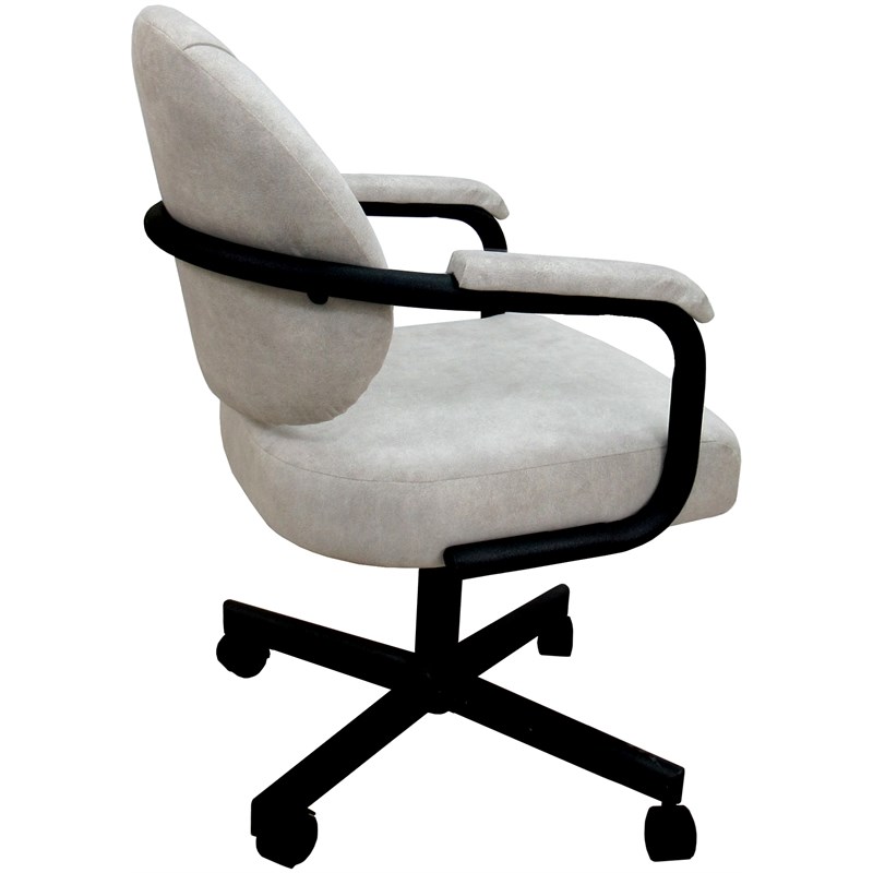 M-70 Swivel Metal Dining Caster Chair - Outlier Stucco Beige - Black Frame