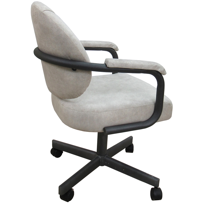 M-70 Swivel Metal Dining Caster Chair - Outlier Stucco Beige Fabric - Gray Frame