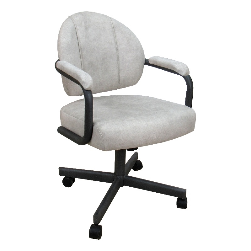 M-70 Swivel Metal Dining Caster Chair - Outlier Stucco Beige Fabric - Gray Frame