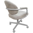 M-70 Swivel Metal Dining Caster Chair - Outlier Stucco Beige Fabric -White Frame