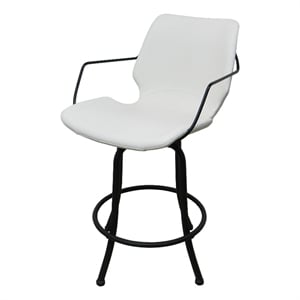 Swivel Extra Tall Metal Bar Stool 34&quot - Asheville - White Vinyl - Black Frame