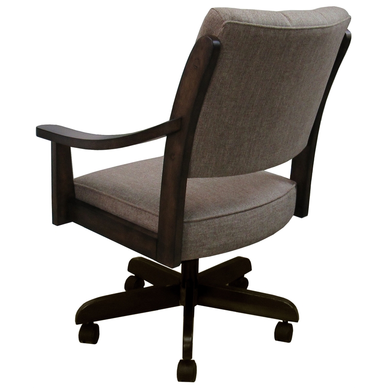 Casa Caster Solid Wood Dining Chair - Basin Beige Fabric - New Brown Wood
