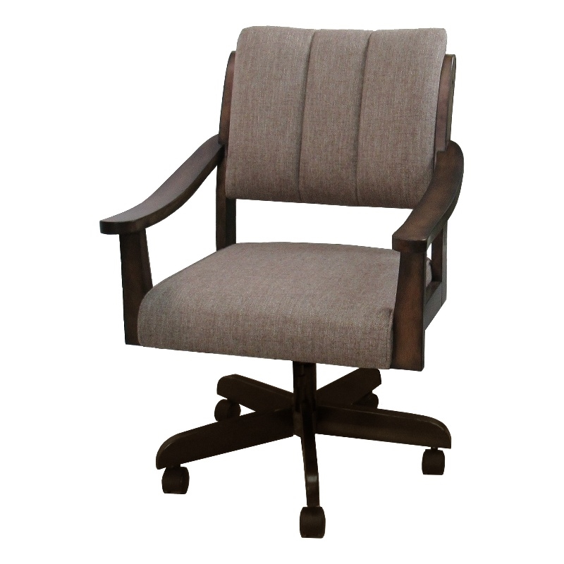 Casa Caster Solid Wood Dining Chair - Basin Beige Fabric - New Brown Wood