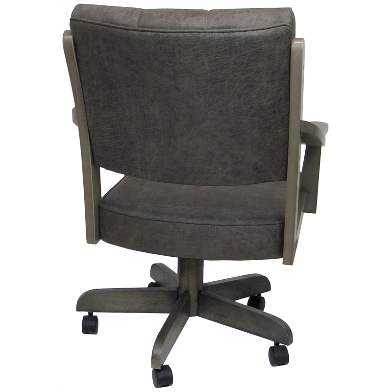 Casa Caster Solid Wood Dining Chair - NW Elk Charcoal Fabric - Asian Gray Wood