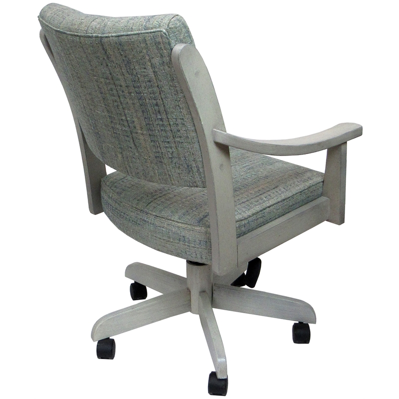 Casa Caster Solid Wood Dining Chair - Watusi Aquatint Teal Fabric -  ET Wood