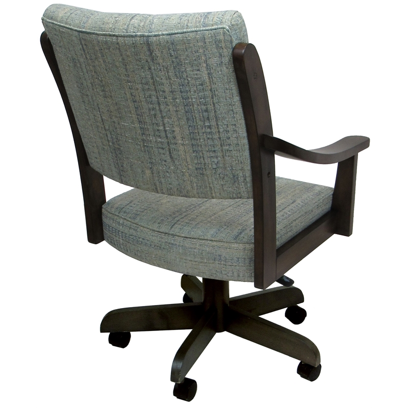 Casa Caster Solid Wood Dining Chair - Aquatint Teal Fabric - New Brown Wood