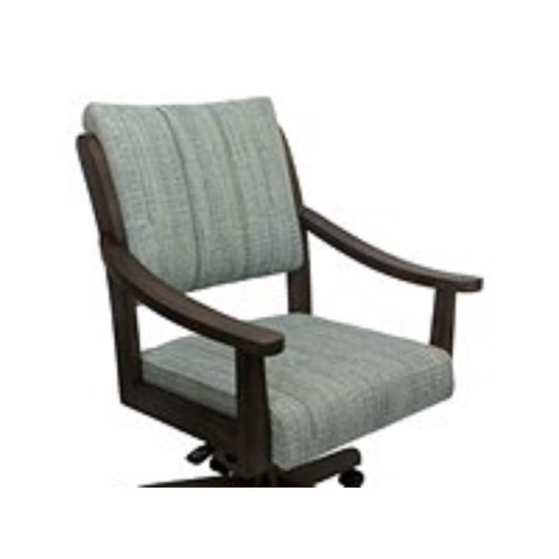 Casa Caster Solid Wood Dining Chair - Aquatint Teal Fabric - New Brown Wood