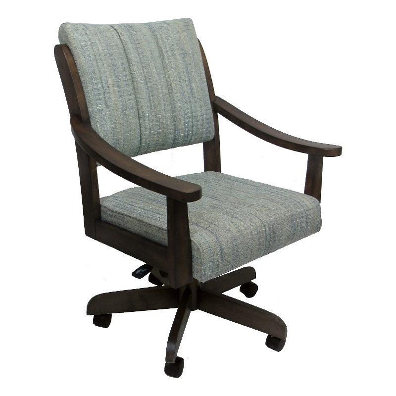 Casa Caster Solid Wood Dining Chair - Aquatint Teal Fabric - New Brown Wood