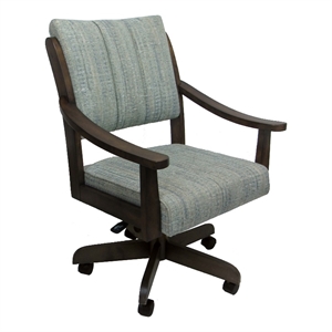 Casa Caster Solid Wood Dining Chair - Aquatint Teal Fabric - New Brown Wood