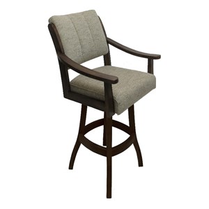 Solid Wood Bar Stool Casa 30&quot Seat - Driftwood Beige Fabric on New Brown Wood