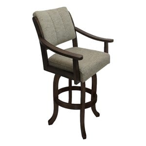 Solid Wood Bar Stool Casa Melina 30&quot Seat - Driftwood Beige Fabric - New Brown