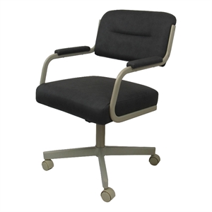 Tobias Designs 38&quot Swivel Metal & Vinyl Dining Chair in Beige and Gray