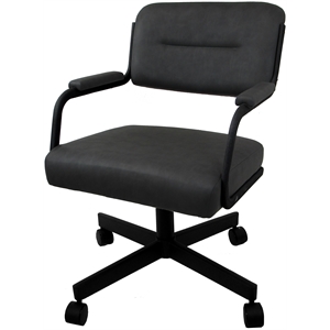 Swivel Metal Caster Dining Chair M-110 - Gray Vinyl - Black